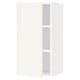 A white SEKTION kitchen wall cabinet with a single adjustable shelf and a door that can open left or right.