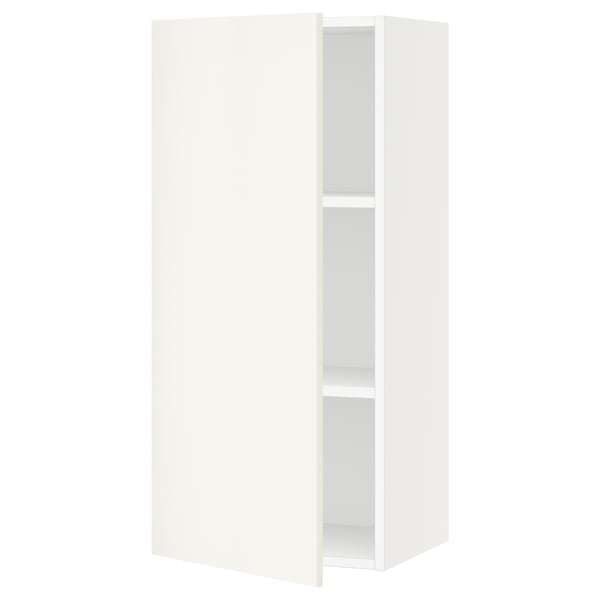 SEKTION white kitchen cabinet with smooth finish, square shape and adjustable shelves.
