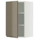 White wall-mounted cabinet with bronze glass door, sleek handle-less design.