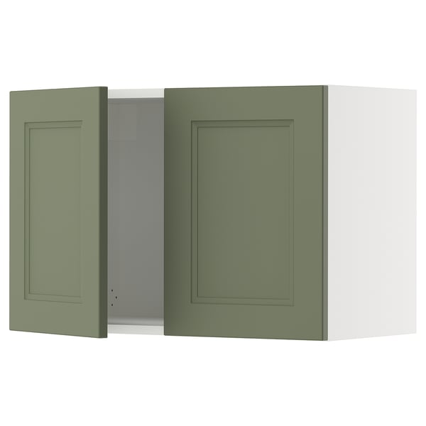 Green kitchen cabinet, SEKTION system, gray-green axstad fronts, rectangular shape, two doors, solid frame.