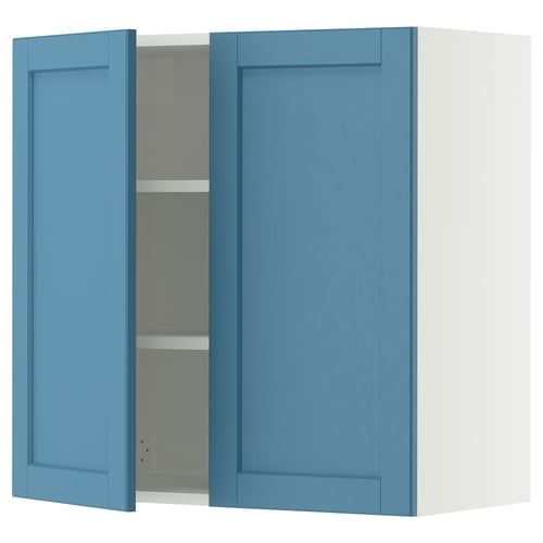 SEKTION Wall cabinet with 2 doors, white/Lerhyttan blue, 30x15x30 "