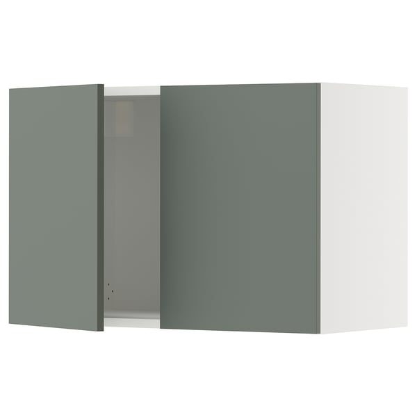 Ikea SEKTION kitchen cabinet, grey-green, three panels, wall-mounted.
