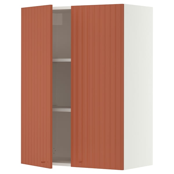 SEKTION Wall cabinet with 2 doors, white/Terrsjö red-brown wave pattern, 30x15x40 "