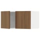 SEKTION kitchen: two wooden cabinets, one open. Brown, walnut finish, smooth surfaces.