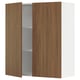 SEKTION kitchen cabinet, walnut-colored, rectangular with adjustable shelves, opens fully.