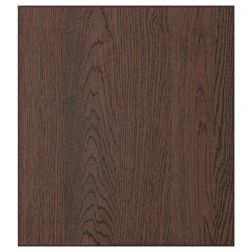 Dark brown wooden panel, square shape, clean edges. Rich oak pattern, modern design.