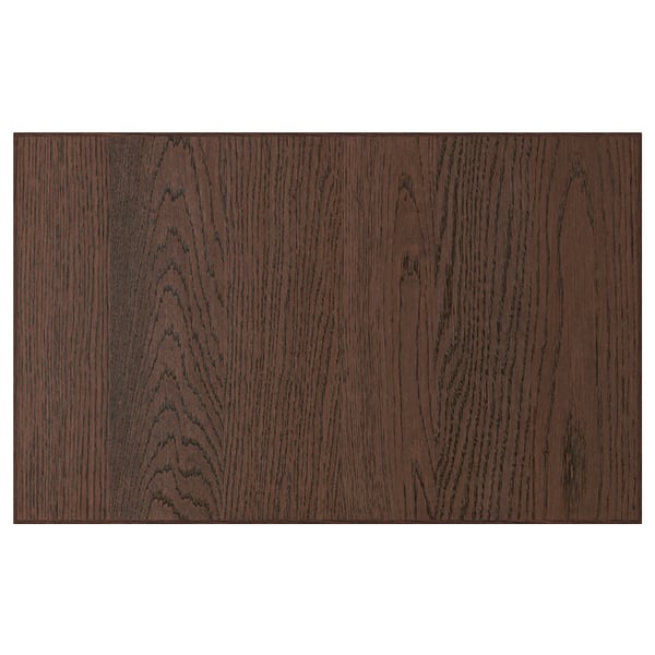 Dark wooden SINARP kitchen cabinet panel with oak veneer and solid wood edge.
