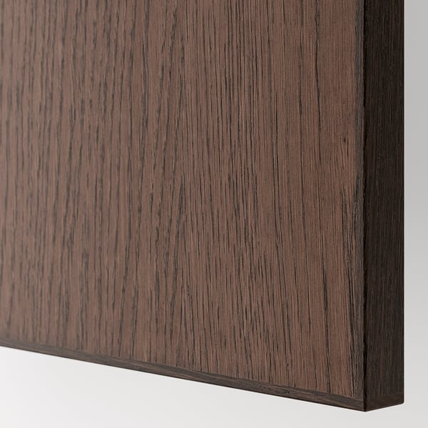 Dark wood veneer panel with a smooth, polished finish and a robust, solid wood edge, exuding quality craftsmanship.