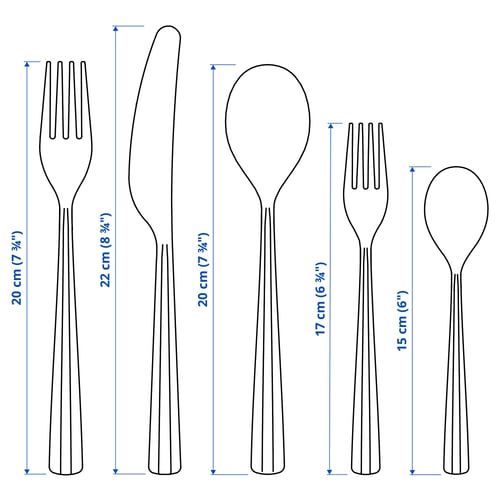 SJUGÄLSHAJ 20-piece flatware set, stainless steel