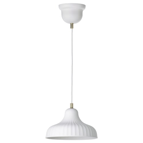 SKIVTOFS white hanging lamp, ceramic shade, warm light glow