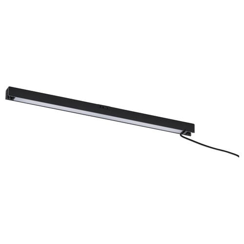 A black SKYDRAG led lighting strip, slim, rectangular, made of aluminium and plastic, designed for under-cabinet lighting.
