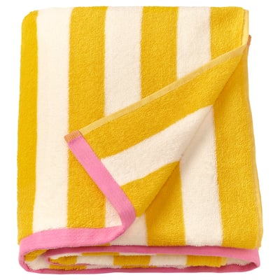 SLÅNHÖSTMAL Bath sheet, white/yellow stripe, 39x59 "