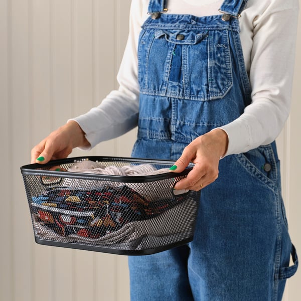 SLÅTTERÄNG Storage basket, anthracite, 9 ¾x12 ½x6 "