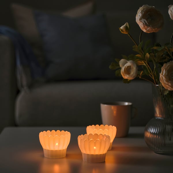 SMÅNÄCKROS Tealight holder, white, 2 ¼ "