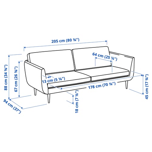 Illustration with measurements for the product: SMEDSTORP.
