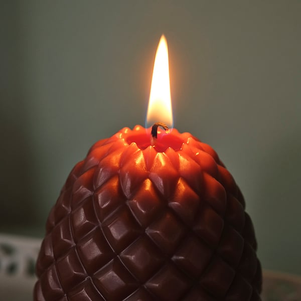 SNÖSISKA Unscented pillar candle, cone/brown, 3 "