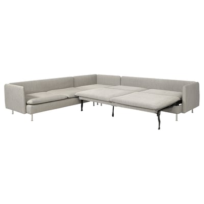 Adjustable SÖDERHAMN sectional sofa bed in grey, converts to double bed.