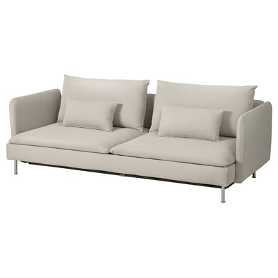 Beige SÖDERHAMN sofa bed with deep cushions, modern style.