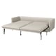 SÖDERHAMN off-white sofa bed, modern design, light grey fabric, square cushions, metal legs.
