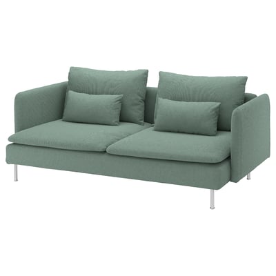 SÖDERHAMN turquoise sofa, sleek modern design with deep seats and removable cushions on metal legs.