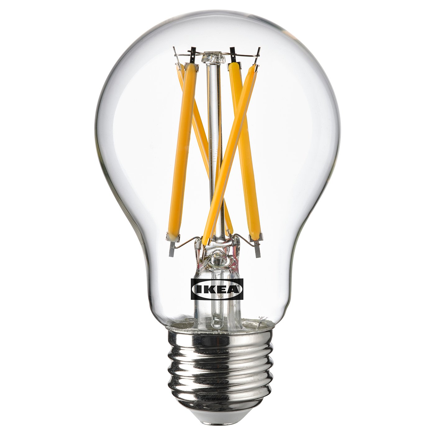 IKEAs SOLHETTA led bulb, warm-white, glass. Modern, classic design, energy-efficient.