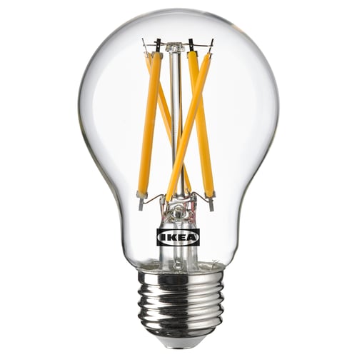 IKEAs SOLHETTA led bulb, warm-white, glass. Modern, classic design, energy-efficient.