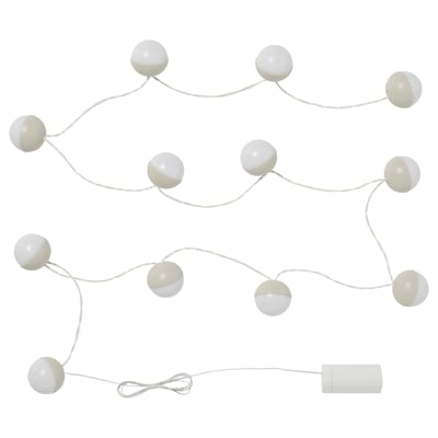 SOLVINDEN string light, 9 white globe bulbs, thin wire, battery box.