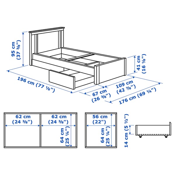 Illustration with measurements for the product: SONGESAND.