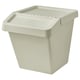 A white SORTERA waste bin with a lid, made of recycled plastic, square-shaped, with a foldable lid design for easy access.