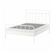 White metal bed frame, STJÄRNÖ, sturdy, classic design, raised headboard, straight lines, clean look.