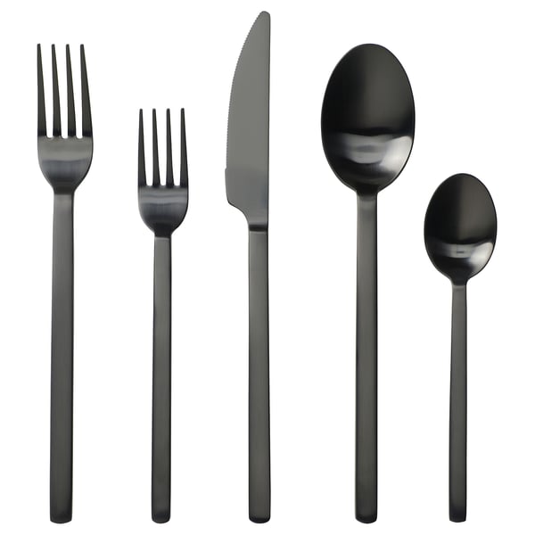 Stockholm cutlery set: fork, spoon, knife, tea spoon, salad fork.