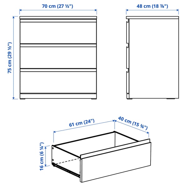 Illustration with measurements for the product: STORKLINTA.