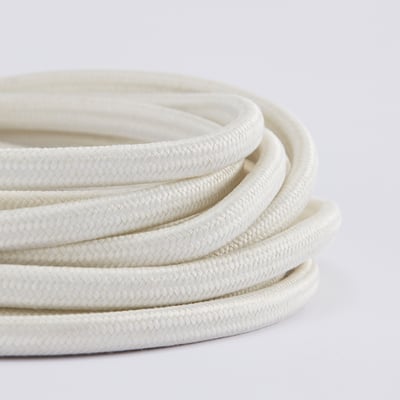 Cord set wrapped neatly, showcasing durable, woven white fabric, ideal for diy lamps.