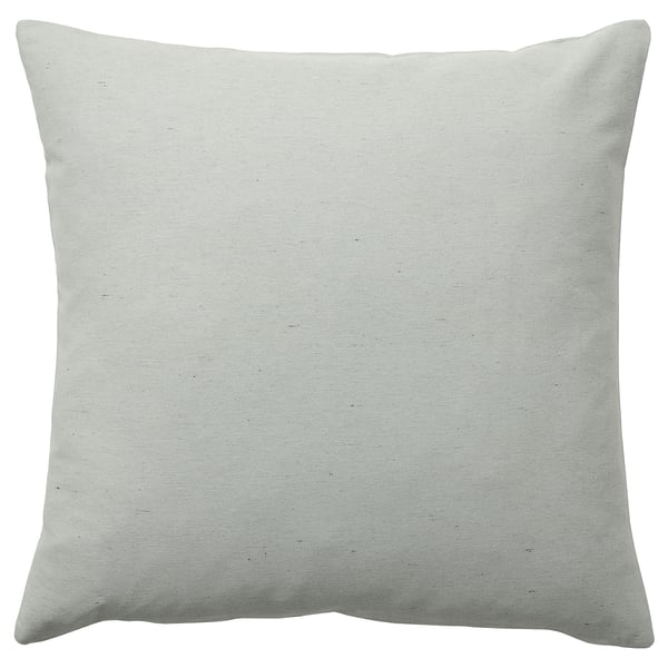 STRANDMALÖRT square pillow, grey, textured recycled cotton/polyester, simple, modern design.