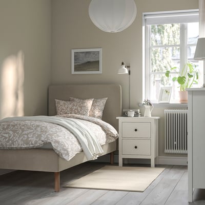 TÄRNKULLEN Upholstered bed frame, Kelinge beige/Luröy, Twin
