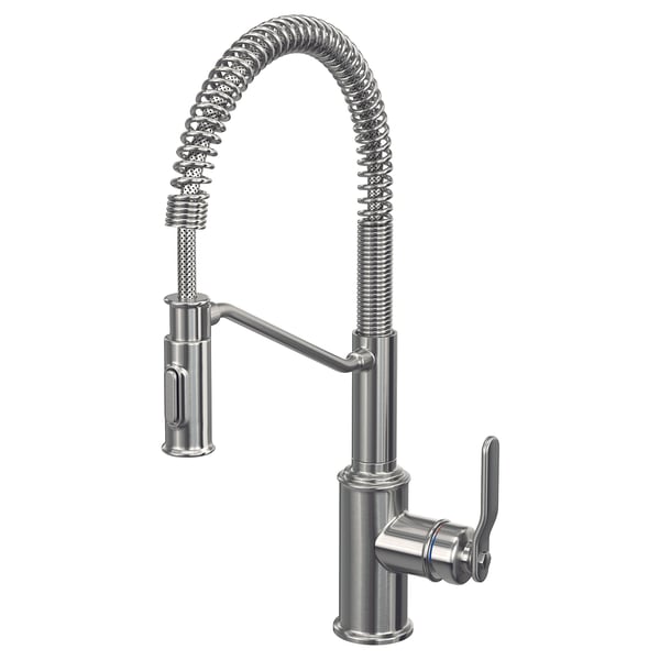 TAKSJÖN Pull down kitchen faucet with spray, stainless steel