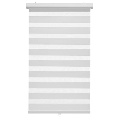 TANDLUNDFLY dual blind in grey, striped sheer to private, cordless, sets in/out recess or ceiling.