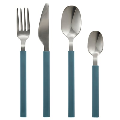 Blue-handled cutlery set