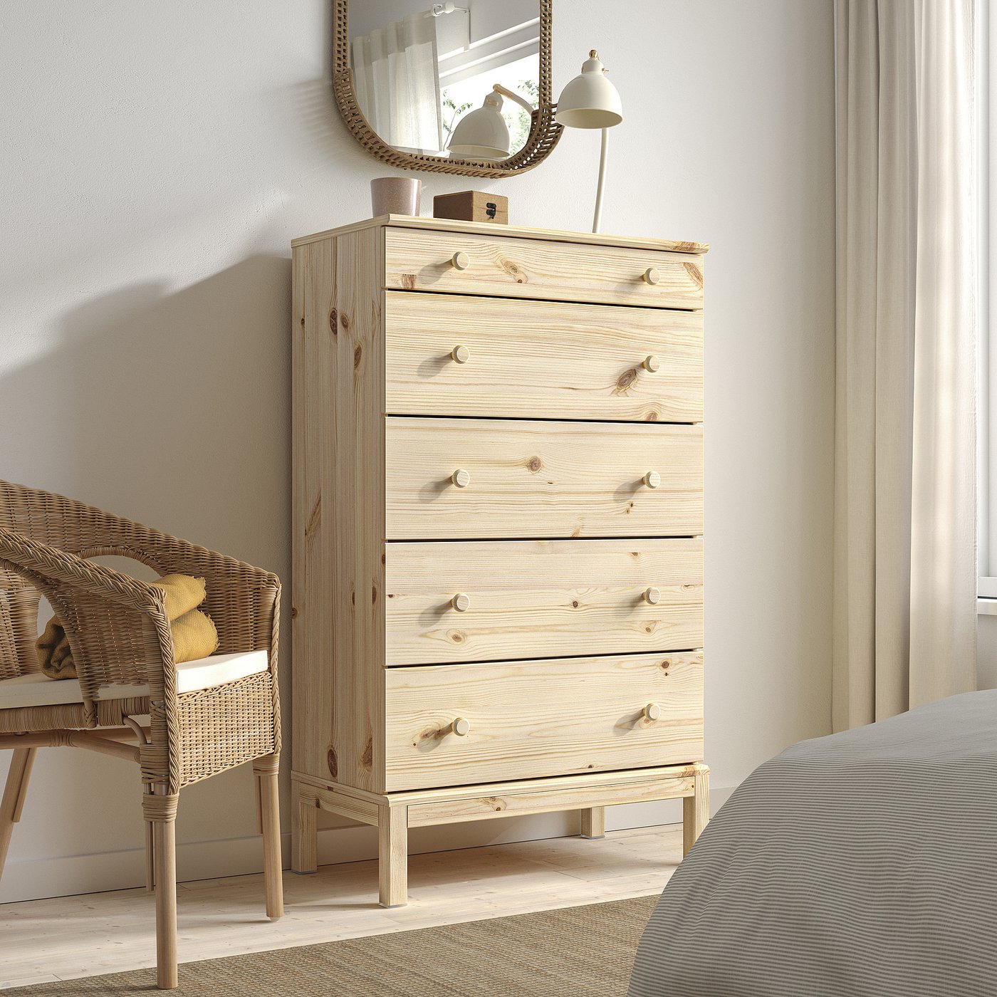 TARVA 5-drawer dresser, pine, 29 7/8x50 "