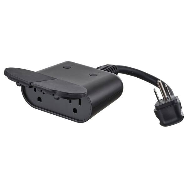 TOFSMYGGA Plug, black/outdoor smart