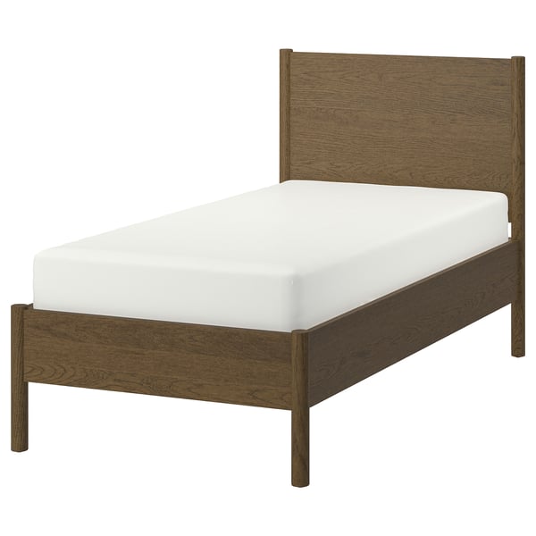 Minimalist TONSTAD wooden bed, light brown, simple design.