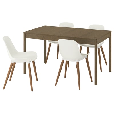 TONSTAD / GRÖNSTA Table and 4 chairs, brown oak veneer/white, 55 1/8/77 1/8x33 1/2 "