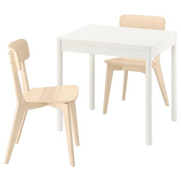 TONSTAD / LISABO Table and 2 chairs, off-white/ash, 31 1/2/47 1/4x27 1/2 "