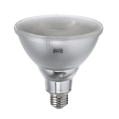 Ikea TRÅDFRI smart light bulb, white, glass-like cover.