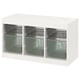 White TROFAST storage unit with grey mesh boxes.