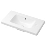 White TVÄLLEN ceramic wash-basin, rectangular shape, single bowl, durable surface.