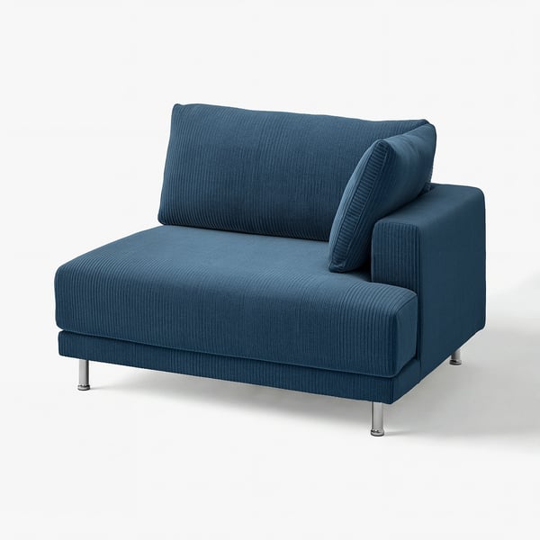Blue UPPÅKRA sofa armchair with metal legs, sleek modern design, cosy seat and back cushions.