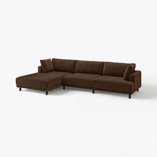 Brown UPPÅKRA sectional sofa with clean lines, deep cushions, and wooden legs.