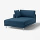 Blue UPPÅKRA sectional sofa. Modern design with striped fabric, chrome legs.