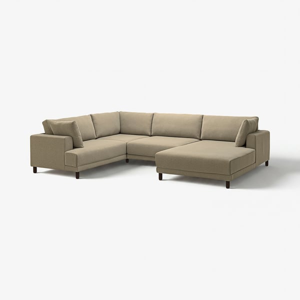 UPPÅKRA sectional sofa, beige, wooden legs, modular design, comfortable cushions